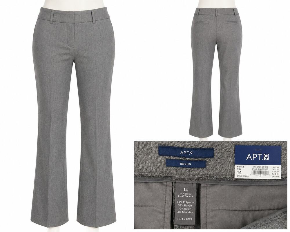 Apt. 9 Brynn Dress Pants Women's Size 14 Gray Bootcut Career Stretch Slacks